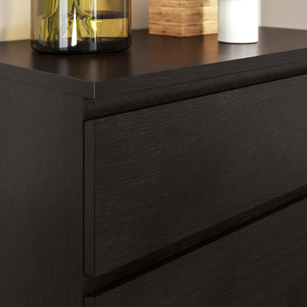 MDF Black-Brown 6 Drawer Unit - 160×45×78cm.