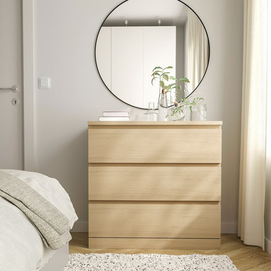 وحدة MDF بيج 3 أدراج - 76 سم × 45 سم × 78 سم.