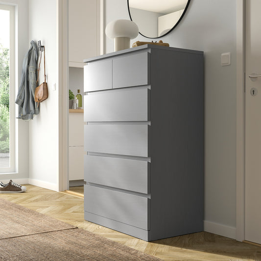 MDF Gray 6-Drawer Chest - 78x45x123cm.