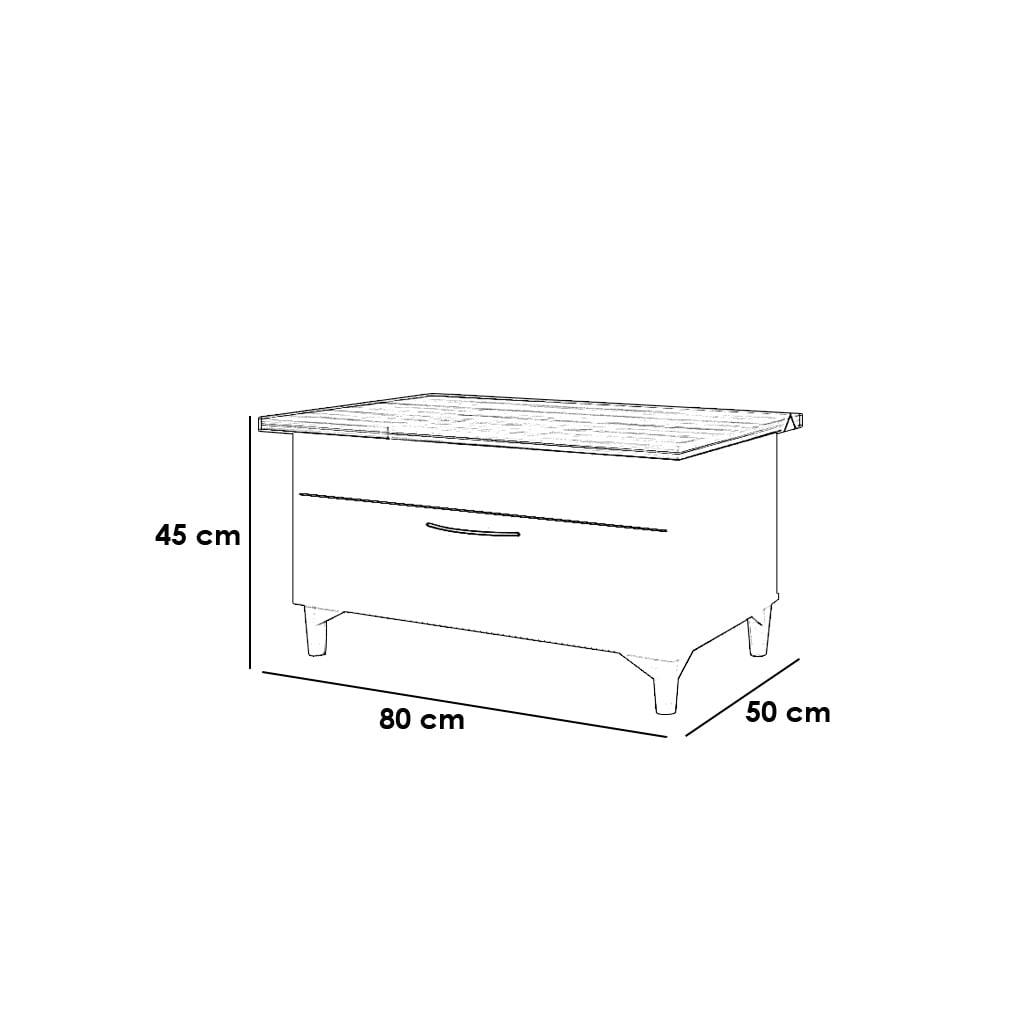 The Alva lift-Top Coffee Table, 80x50x45cm