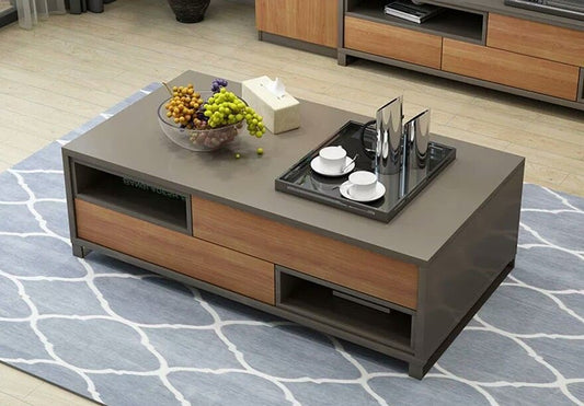 Norvia Center Table in Dark Grey & Wood – 100x60x40cm