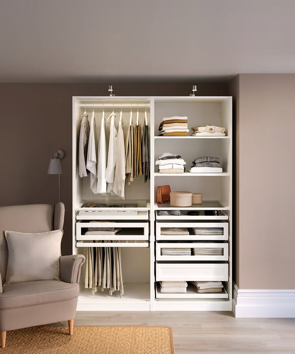 Max Open wardrobe with Glass shelves, 120x40x200/240cm.