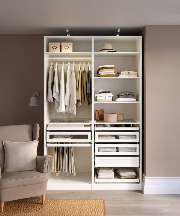 Max Open wardrobe with Glass shelves, 120x40x200/240cm.