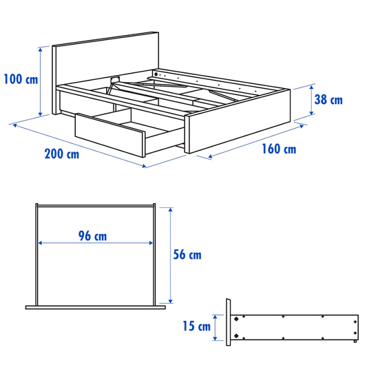 MAILY (Gray) Drawers Storage Bed - Queen Size (160 & 180cm)