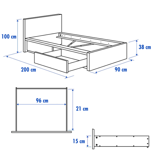 MAILY (Black) Drawers Storage Bed - Single Size (90 & 100 & 120cm)