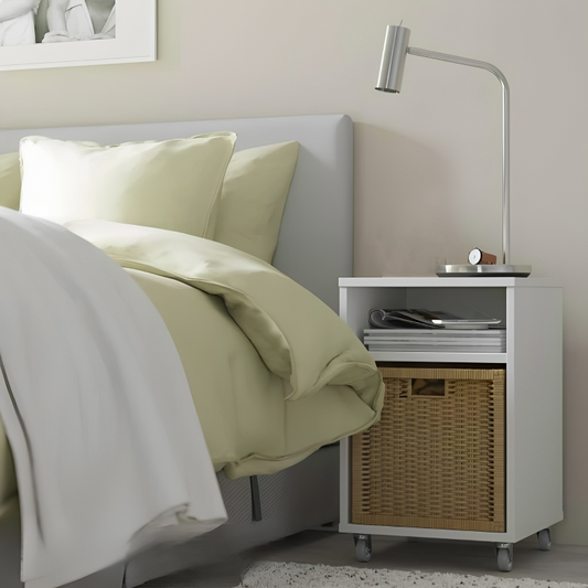 طاولة سرير بيضاء MDF - 58 سم × 37 سم × 37 سم.