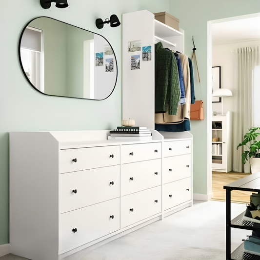 MDF White Wardrobe - 199cm × 46cm × 208cm.