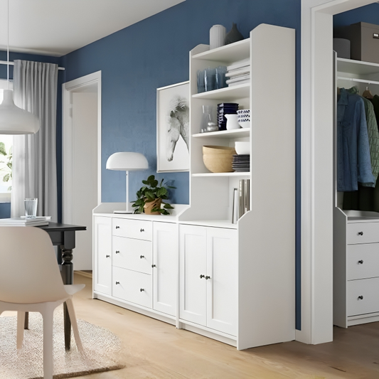 MDF White Storage unit - 210cm × 46cm × 199cm.