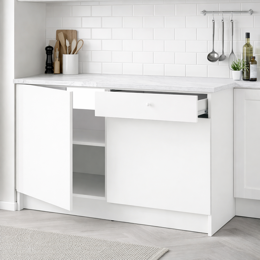 Kitchen Base Cabinet with Two Doors & Drawer, 120x60x90cm.