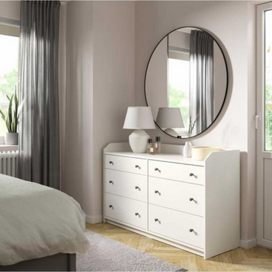 Organix White 6 Drawer Unit - 138cm × 46cm × 84cm.
